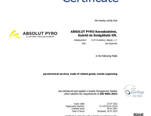 Absolut Pyro ISO 9001:2015 | 2019