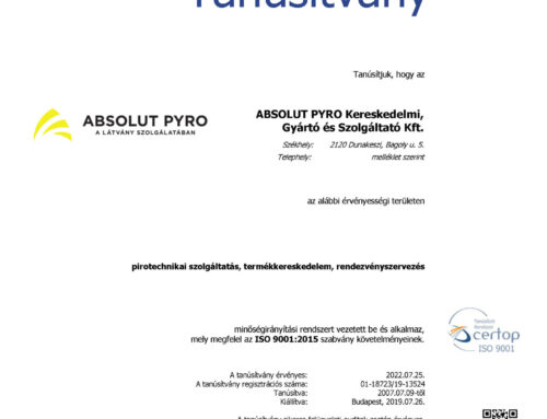Absolut Pyro ISO 9001:2015 | 2019