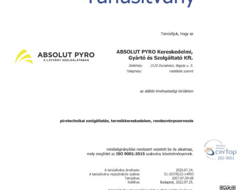Absolut Pyro ISO 9001:2015 | 2022